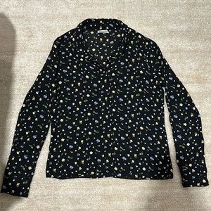 Reformation Floral Black Blouse